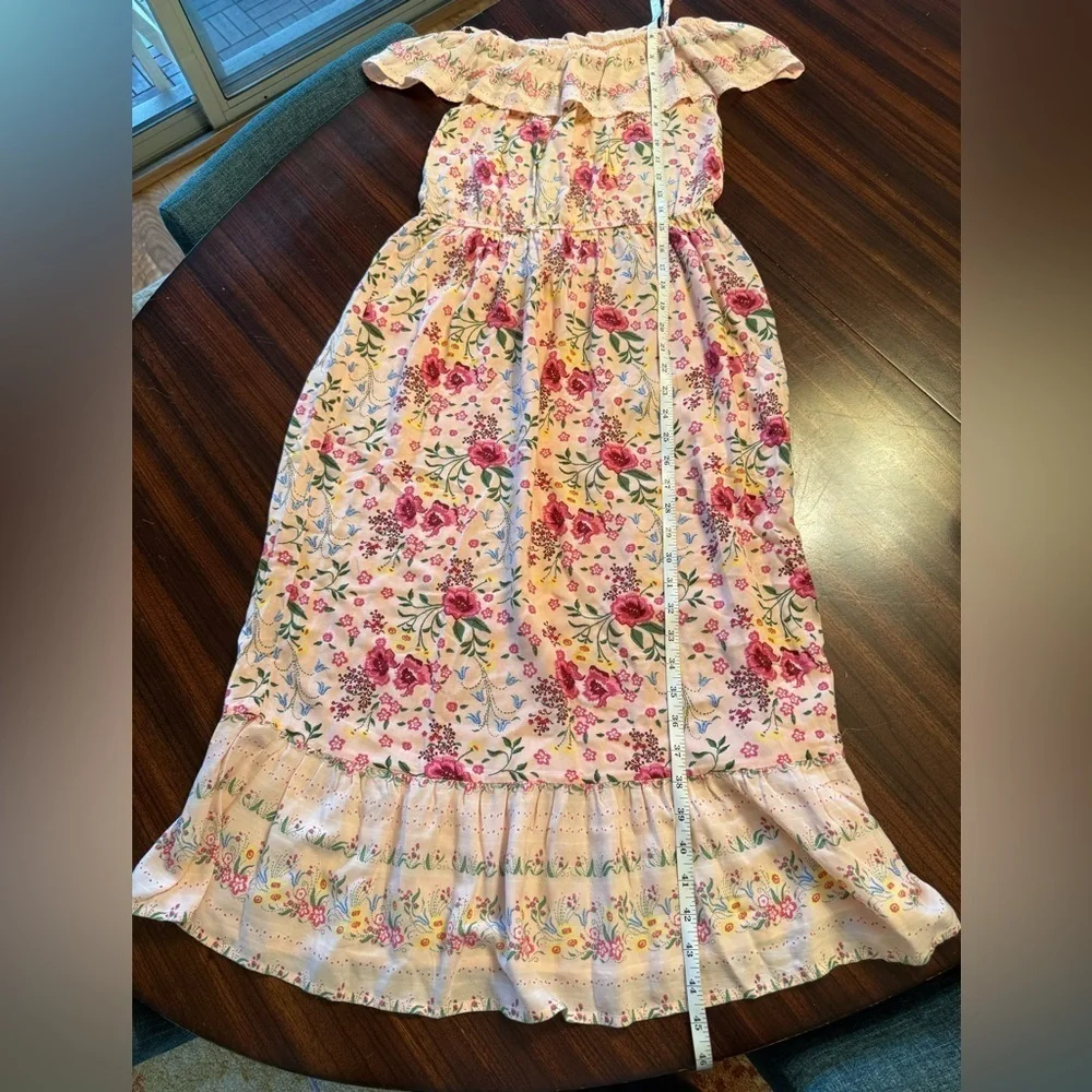 LC Waikiki Girls Pink Floral Off The Shoulder Maxi Dress Youth 12-13 152-156 cm